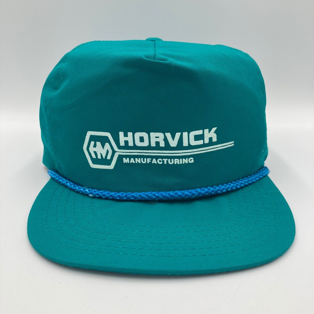 Vintage Horvick Manufacturing Otto Cap Teal Rope‎ Adjustable Plastic Cord Hat
